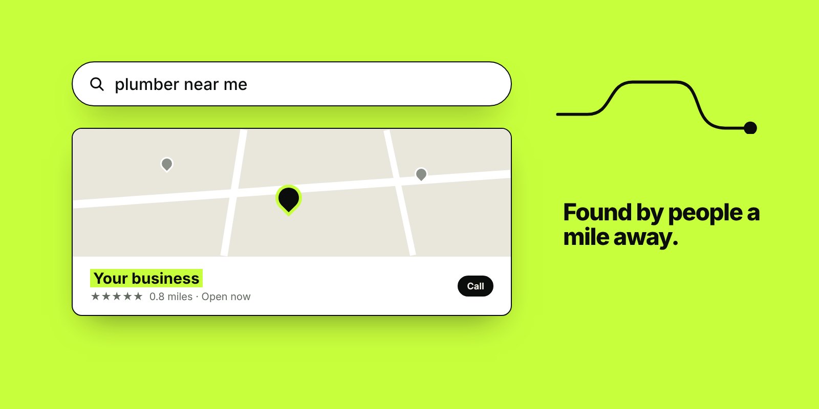 A map search for a plumber near me, with your business highlighted on the map and in the listing